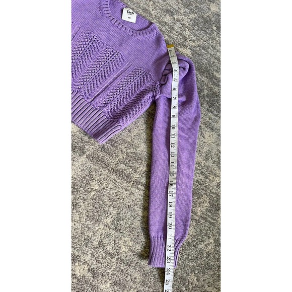 Tach Clothing Womens XS Knit Sweater Purple Crop Scallop N7 - Picture 4 of 9